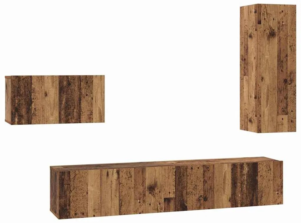 TV szekrény garnitúra 4 pcs Régi fa 30.5 x 30 x 90 cm Faanyag