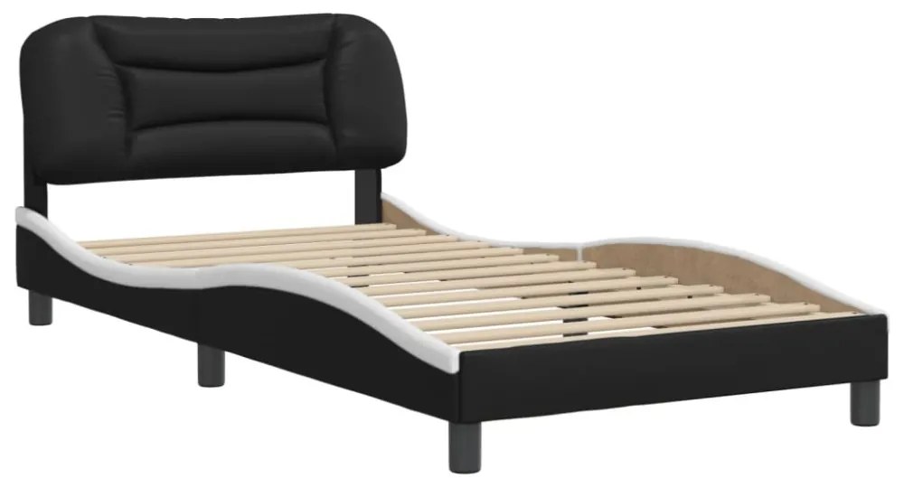 fekete és fehér műbőr ágykeret matrac nélkül Hvar 100x200 cm