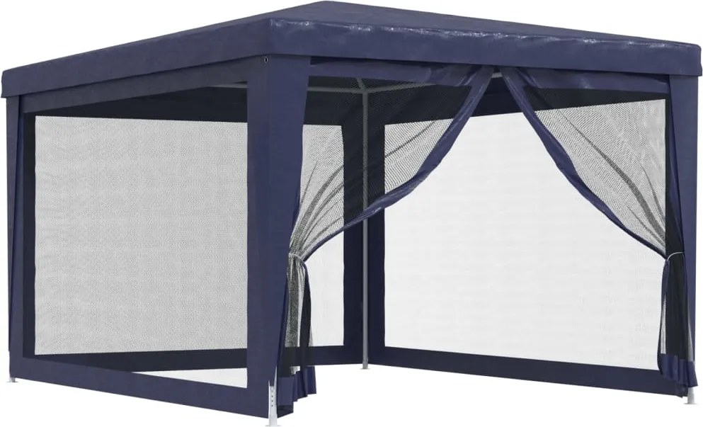 vidaXL kék HDPE rendezvénysátor 4 hálós oldalfallal 3x4 m