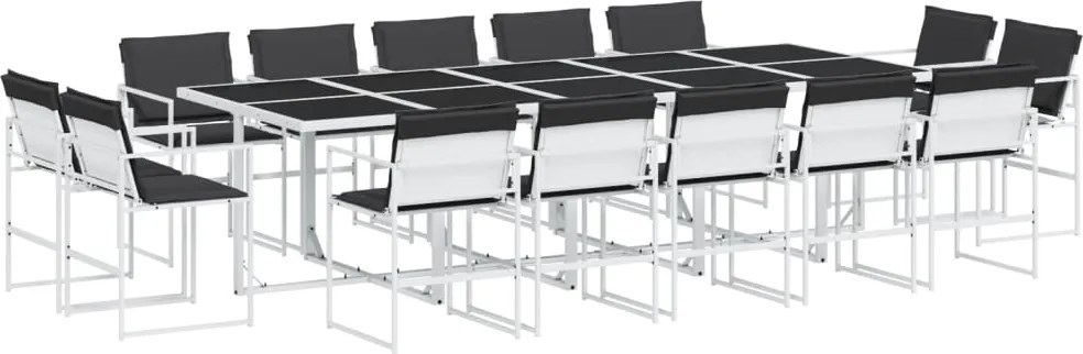 vidaXL 15 részes fehér textilén kerti étkezőgarnitúra párnákkal