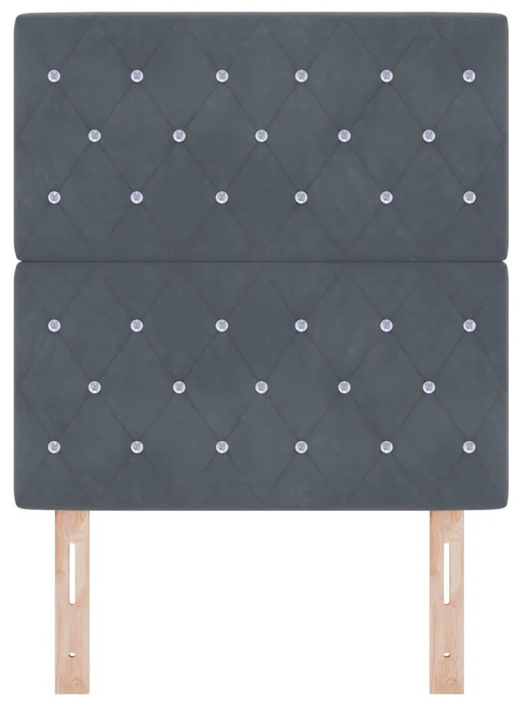 Bársony Fejtámla Argyle fejtámlával Sötétszürke 80 cm Bársony