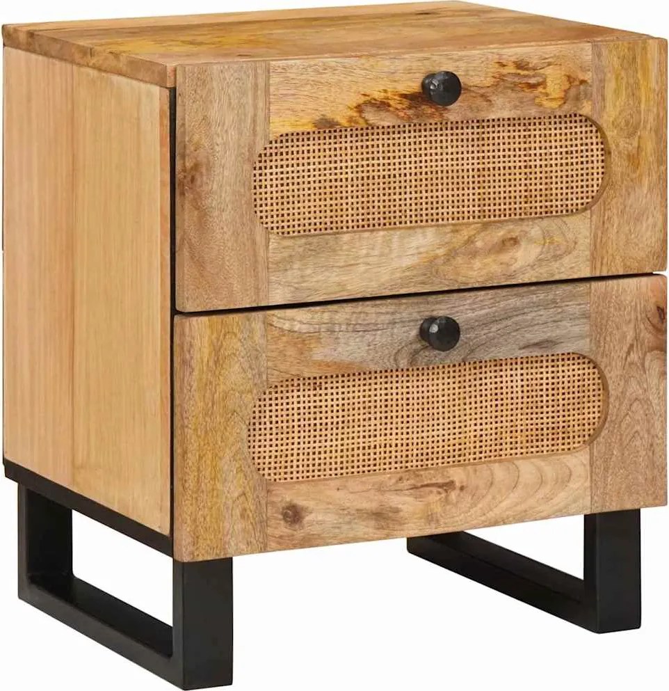 vidaXL Éjjeliszekrény Természetes 40 x 33 x 46 cm Tömör Mangófát