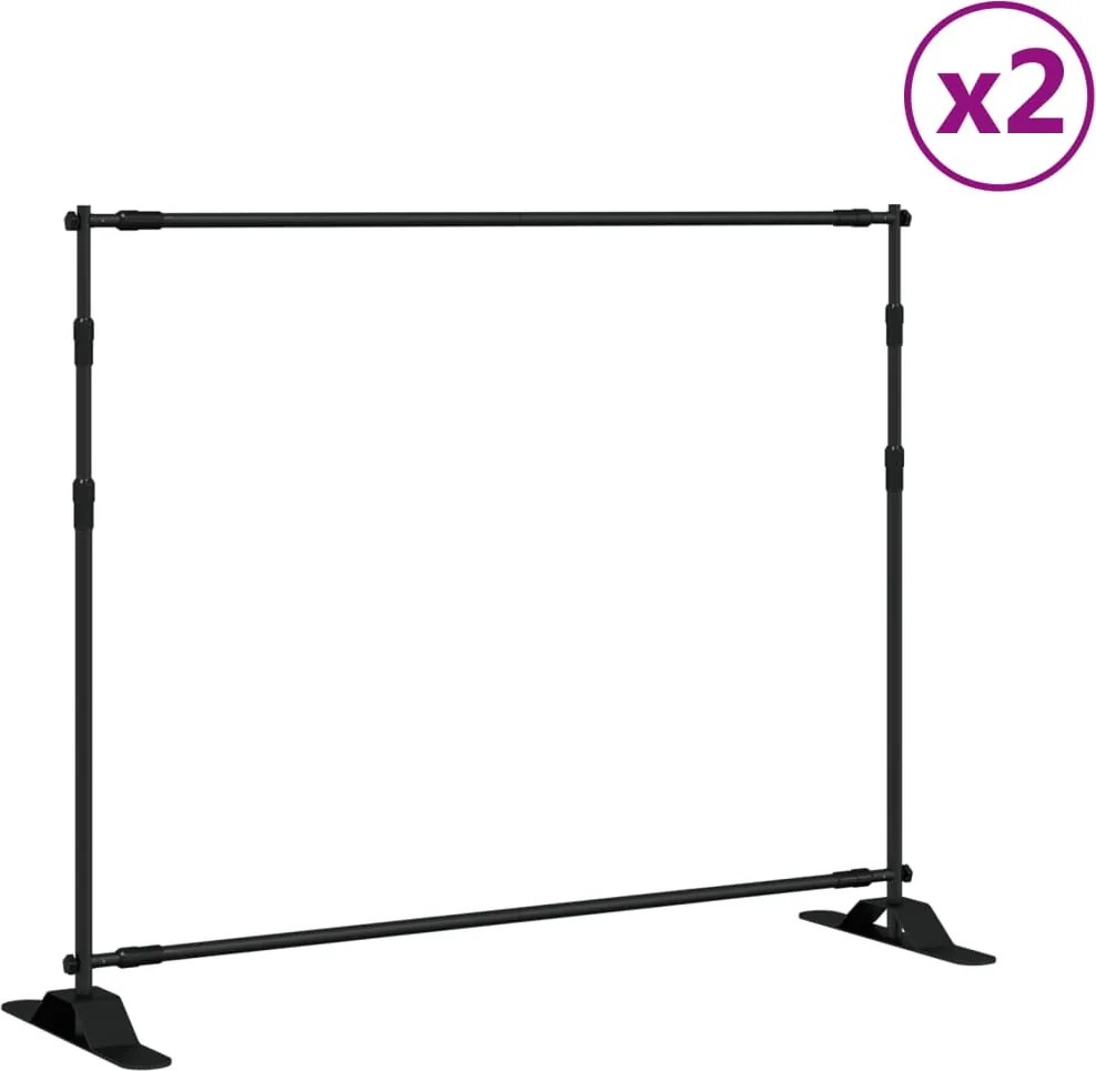 vidaXL 2 db fekete acél háttérállvány 254 x 243 cm