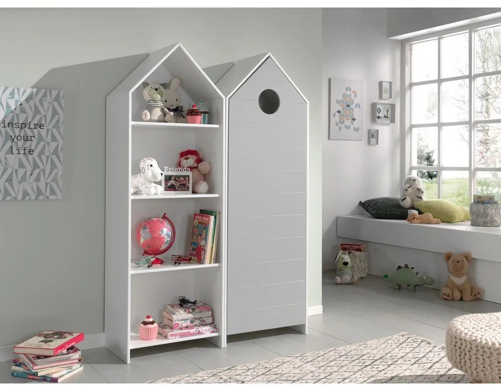 Fehér-világosszürke nyitott gyerek ruhásszekrény 115x171,5 cm CASAMI – Vipack