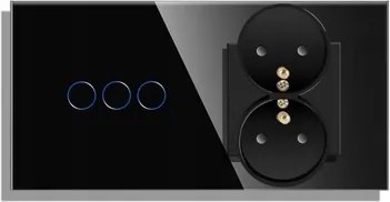 3K Tripla Érintőkapcsoló Dupla Üveg Aljzattal