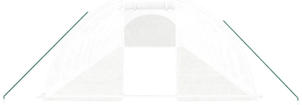 fehér acélvázas melegház 56 m² 14 x 4 x 2 m