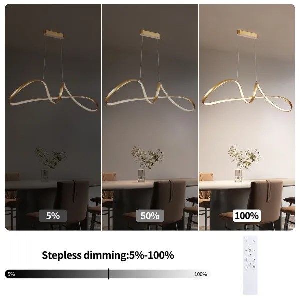 Brilagi-LED Fényerőszabályozható kábelre függesztett csillár TWISTER LED/60W/230V 3000-6000K arany + távirányító