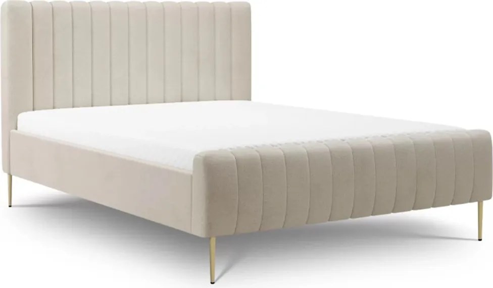 Nicole kárpitozott ágy 160x200 cm szenil bézs Perfect harmony 07 / arany lábak