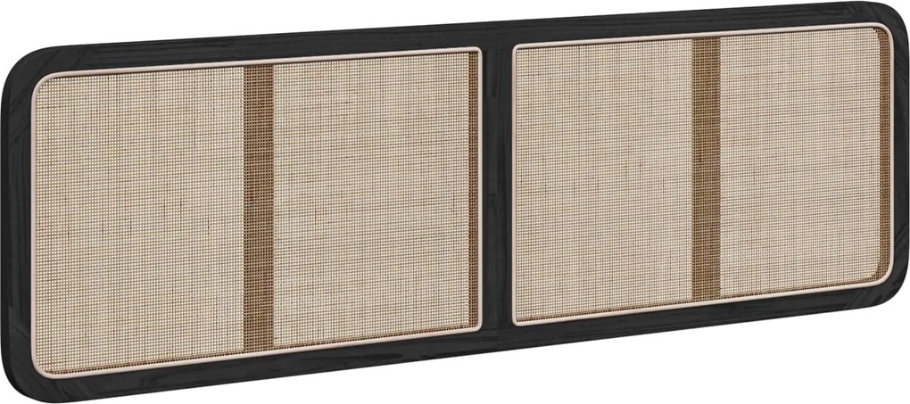 vidaXL Fejtámla fejtámlával Fekete 180 x 55 x 3 cm Rattan