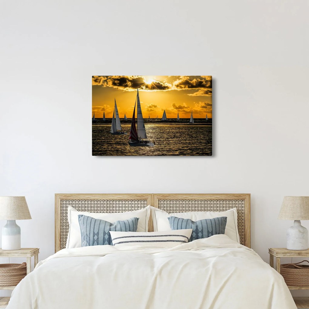 Jacht a naplementében képe (90x60 cm)