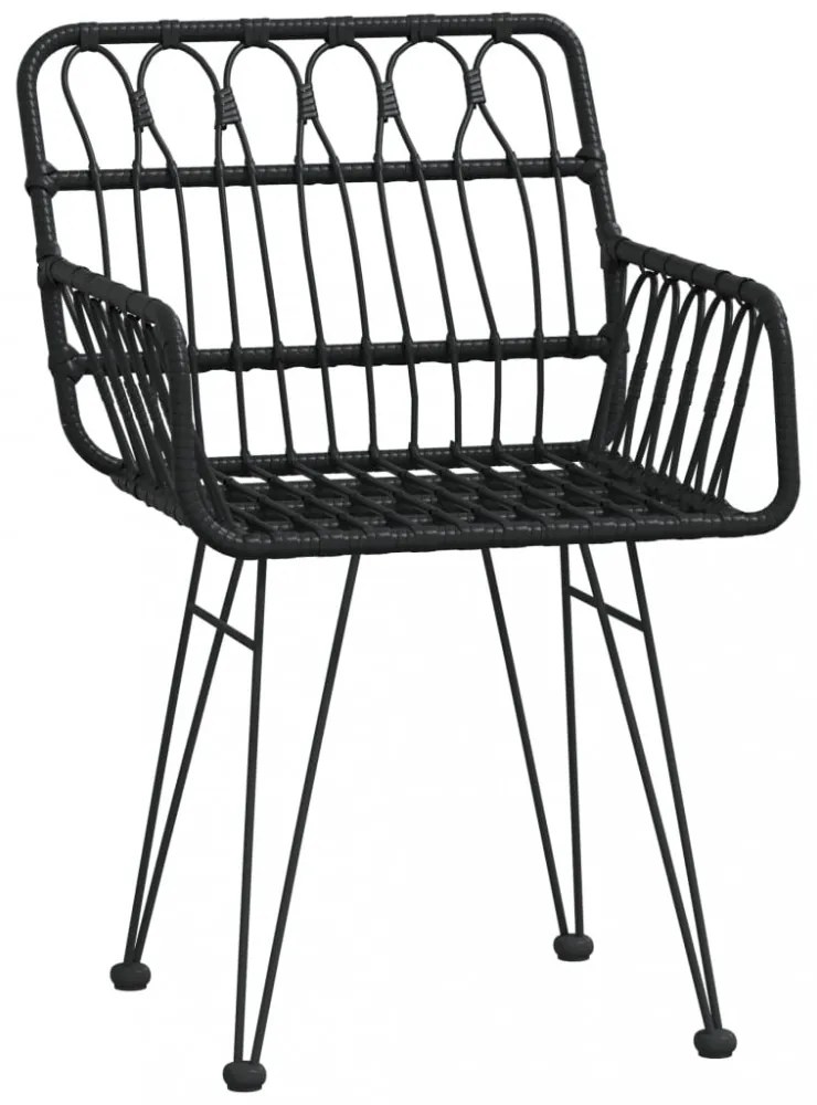 3 részes fekete polirattan kerti étkezőgarnitúra