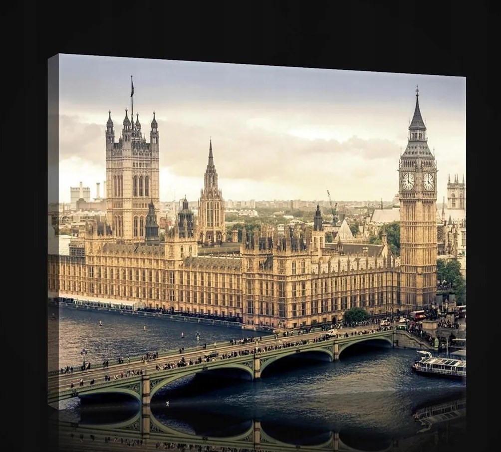 Vászonkép falikép város utca híd 100x75