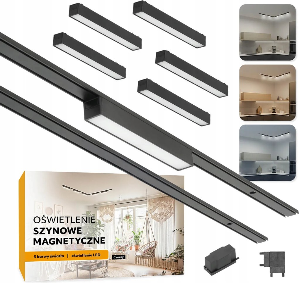 Mágneses sínvilágítás 2x Sín 1m 5x 10W Led lámpa 3CCT
