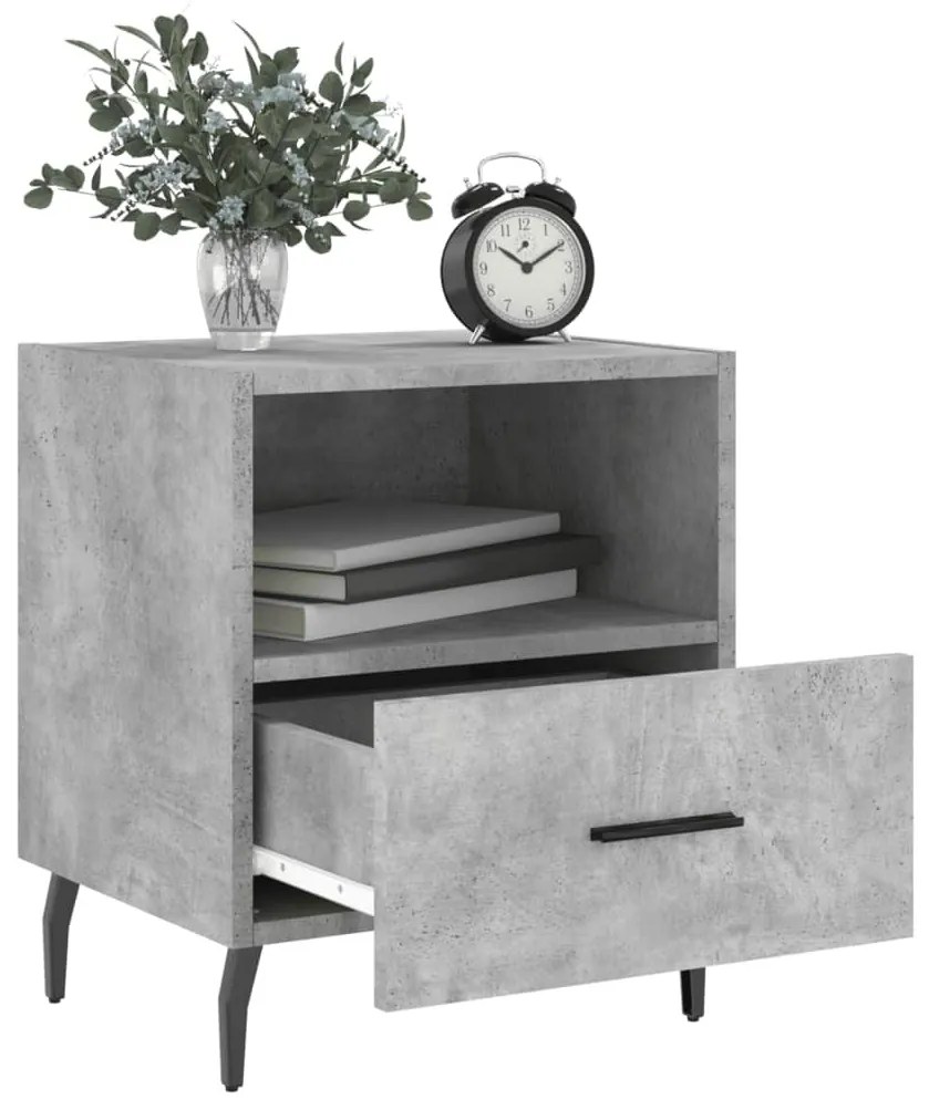 2 db betonszürke szerelt fa éjjeliszekrény 40 x 35 x 47,5 cm