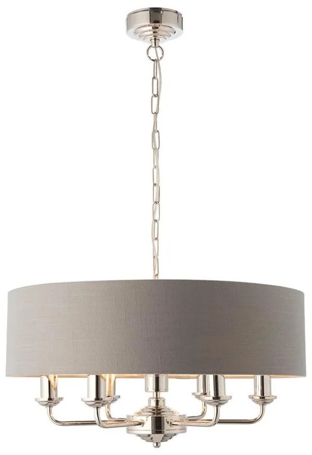 Endon 94373 - Csillár láncon HIGHCLERE 6xE14/40W/230V szürke/fényezett króm