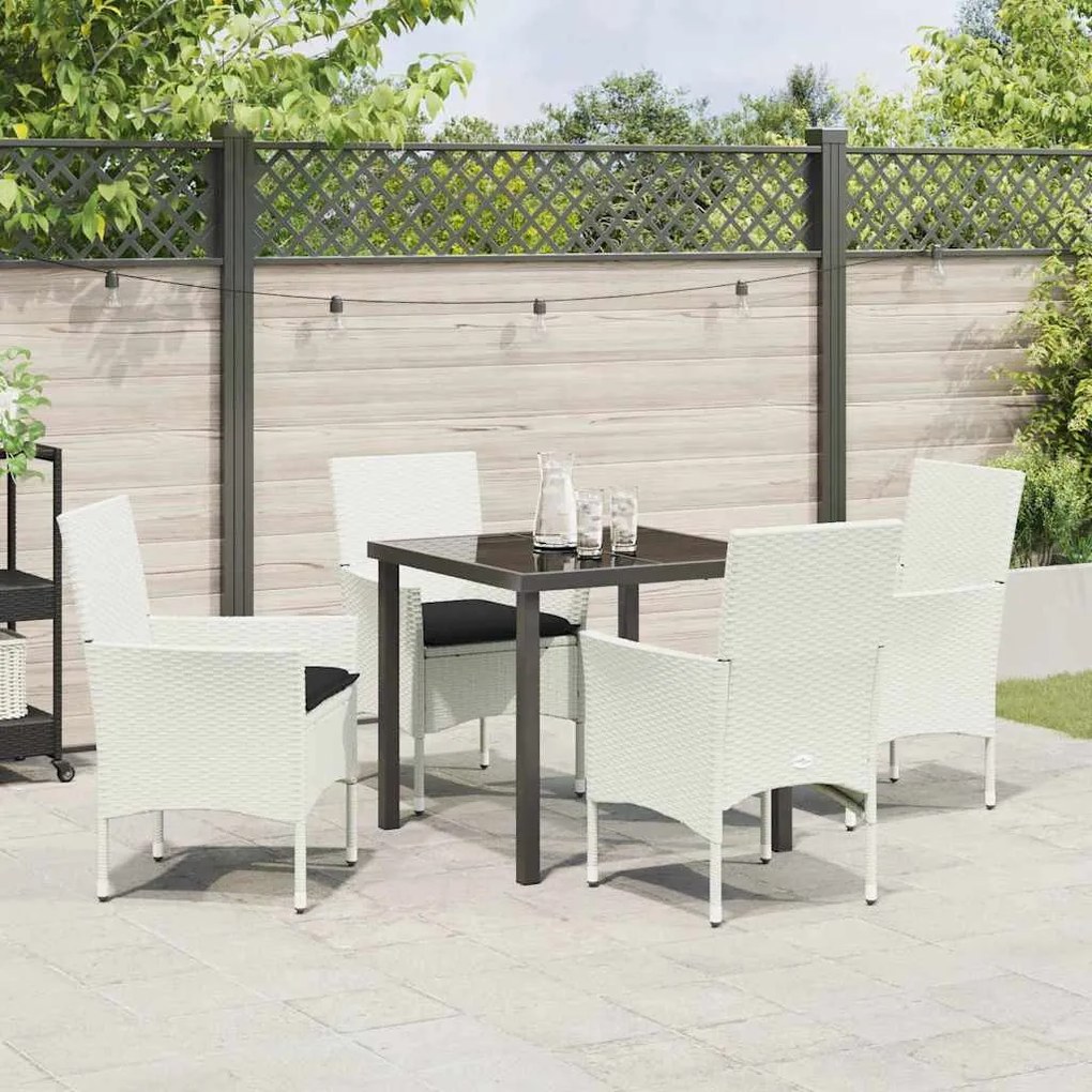Kert étkező szett párnával 5 pcs Fehér Poli rattan
