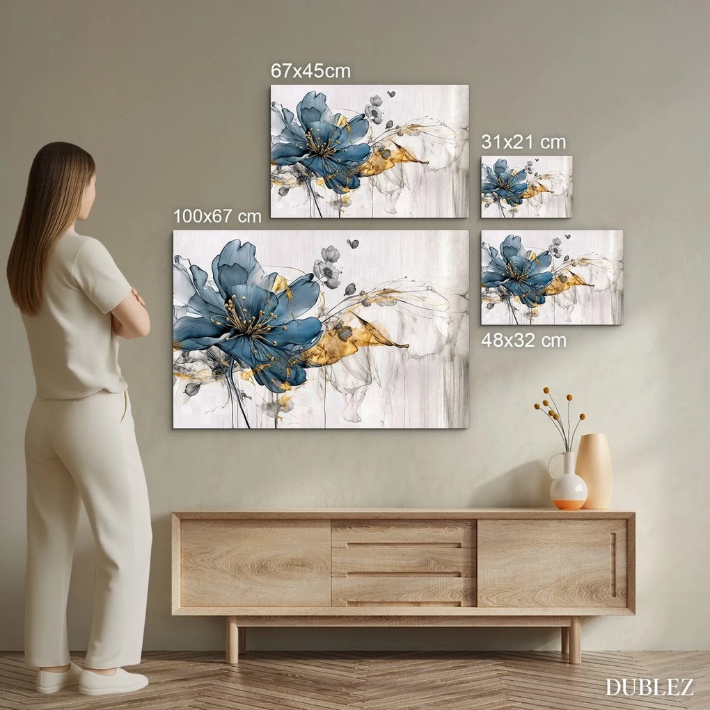 DUBLEZ | Fából készült virág kép a hálószobába - Kék szenvedély