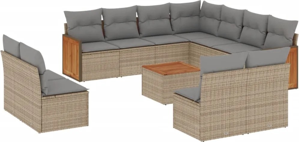 vidaXL 12 részes bézs polyrattan kerti ülőgarnitúra párnákkal