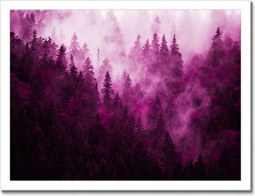 Poszter fehér keretben 40x30 Tájkép Rózsa Hegyek Köd