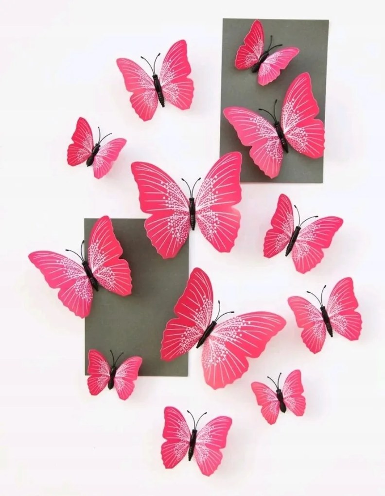 Pillangók 3D matricák Rózsaszín 12db
