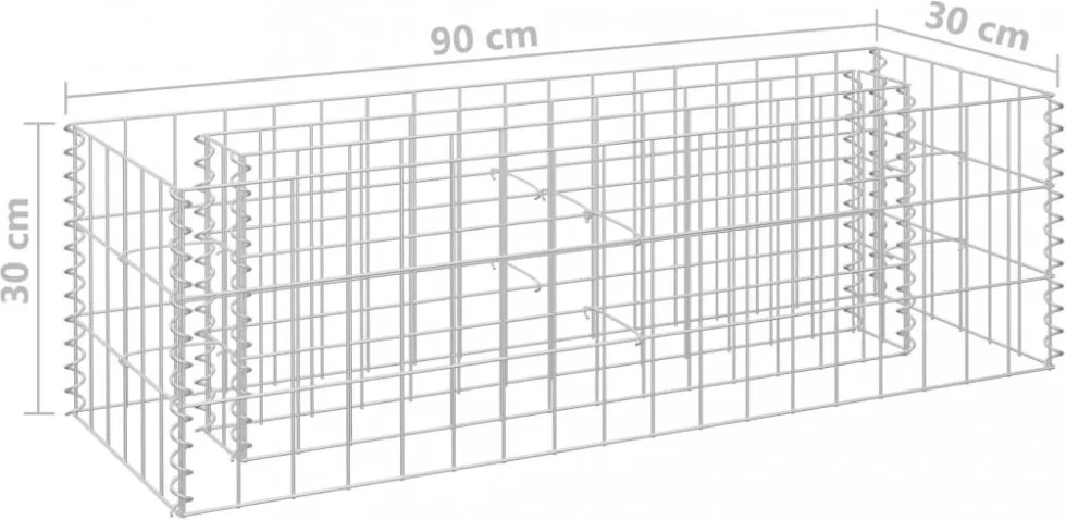 horganyzott acél gabion magaságyás 90 x 30 x 30 cm