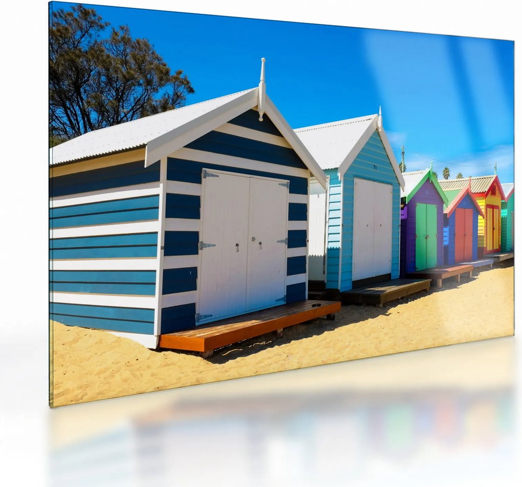 Kép - Brighton Beach, Melbourne, Ausztrália (üvegen) (70x50 cm)