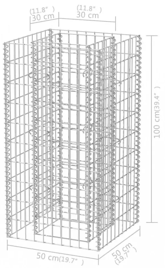 acél gabion magaságyás 50 x 50 x 100 cm