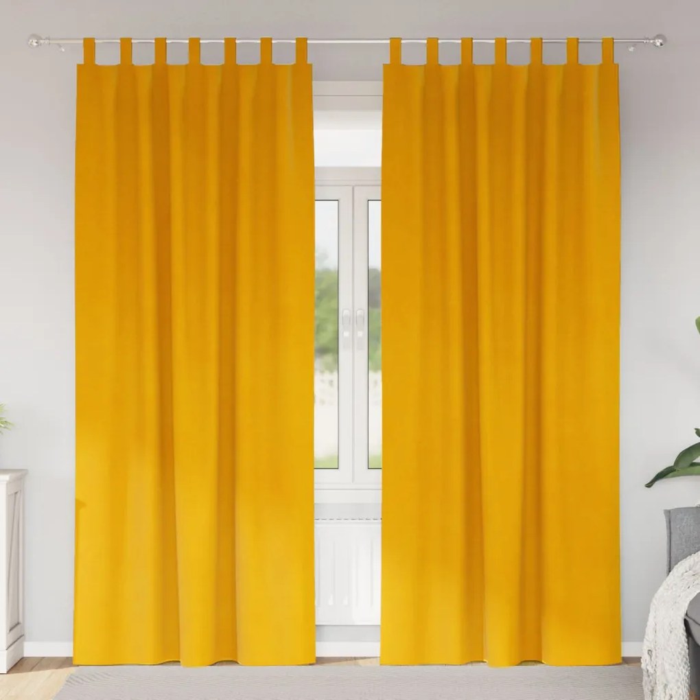 Függönyök függönyökkel 2 pcs mustársárga 140 x 225 cm Bársony