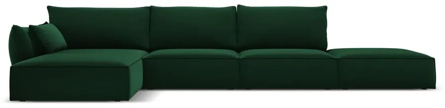 Sötétzöld bársony sarokkanapé (bal oldali-heverő résszel) Vanda – Mazzini Sofas