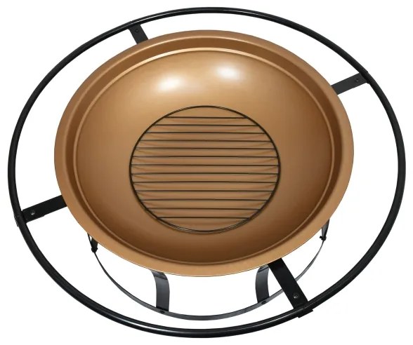 Hordozható fa tűzrakóhely rostéllyal fekete/réz