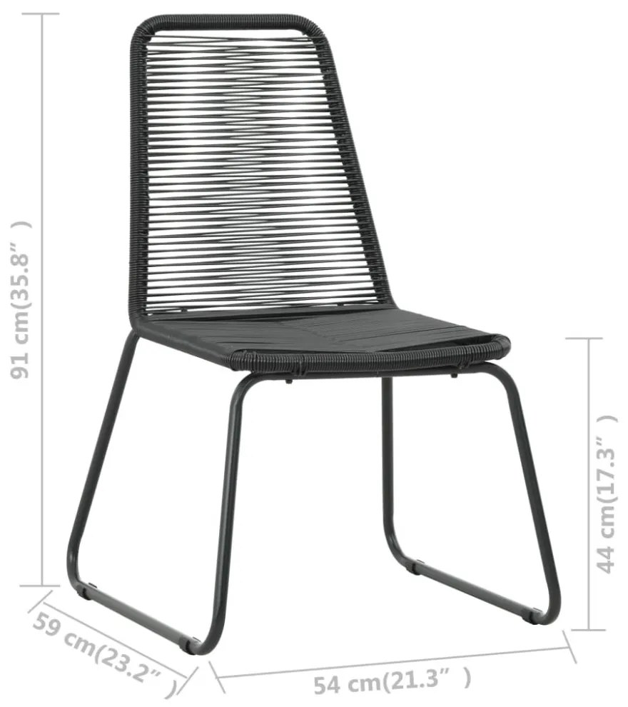 3 részes fekete PVC rattan kerti étkezőgarnitúra