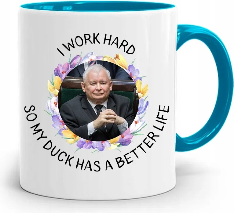 Kék Vicces Bögre Jaroslaw Kaczynski fényképes nyomattal