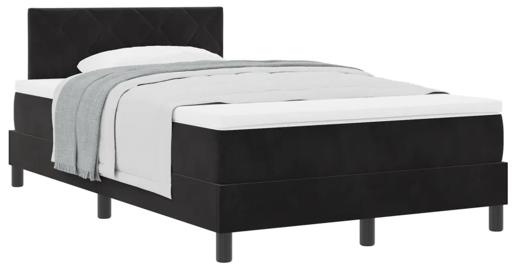 Boxspring Ágy Mattal Fekete Kisebb Kétszemélyes Bársony