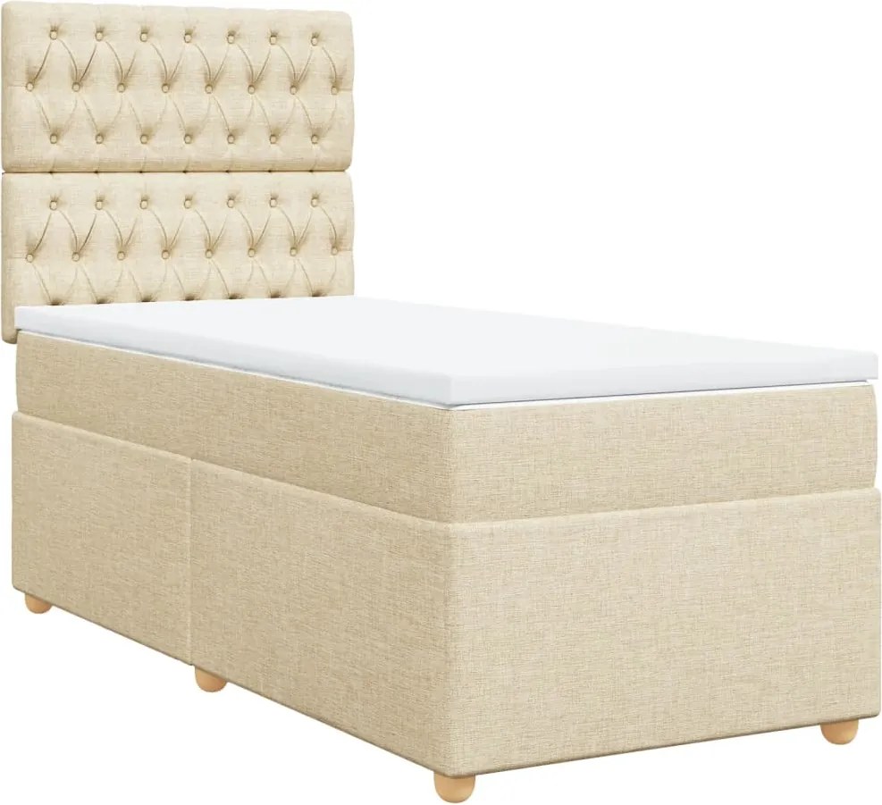 vidaXL krémszínű szövet rugós ágy matraccal 100 x 200 cm