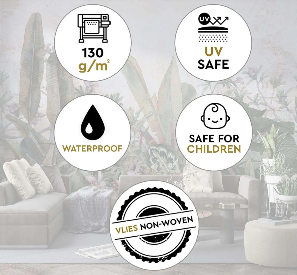 Gario Fotótapéta Egzotikus levelek, monstera akvarellel festve Anyag: Vlies, Méret: 100 x 70 cm