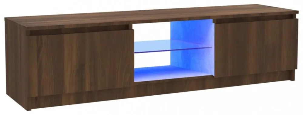 barna tölgyszínű TV-szekrény LED-lámpákkal 120x30x35,5 cm