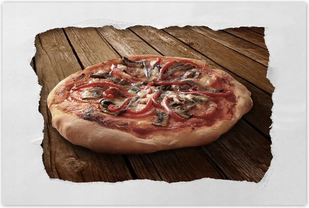 Poszterek 120x80 Pizza a fa asztalon