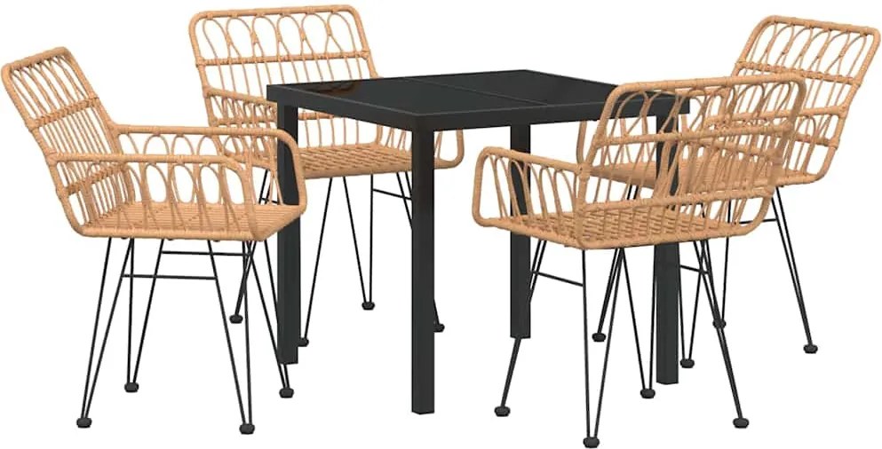 vidaXL Kert étkező szett 5 pcs Barna Porszórt acél