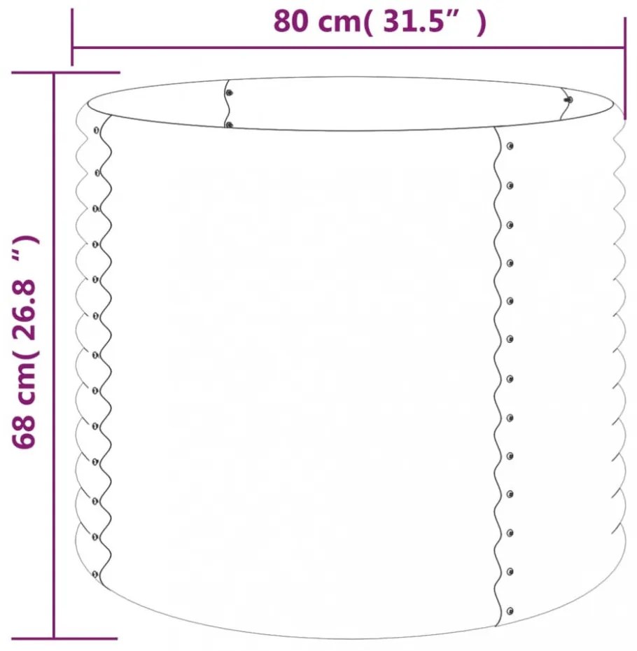 szürke horganyzott acél kerti ültetőláda 80 x 80 x 68 cm