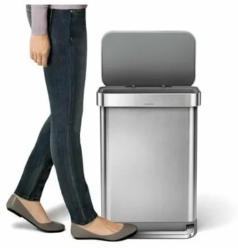 Simplehuman pedálos szemetes 55 l, ezüst, 55 l