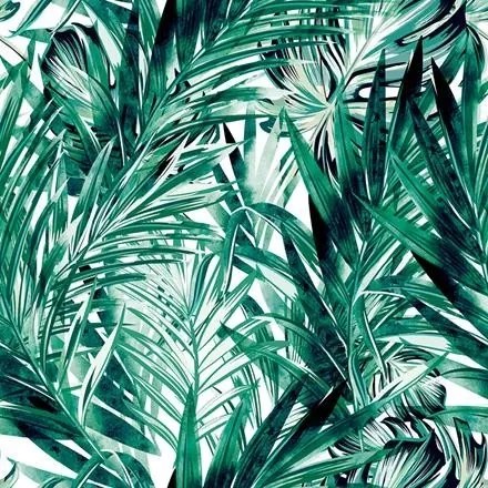 Divatos szövet függöny levelek zöld 140cm pálmafák