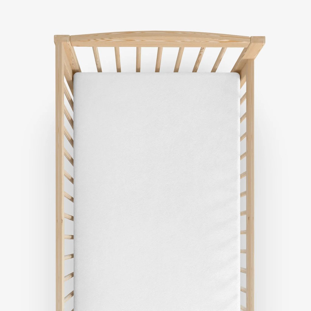 Goldea nem áteresztő frottír lepedő kiságyba - fehér 60 x 120 cm