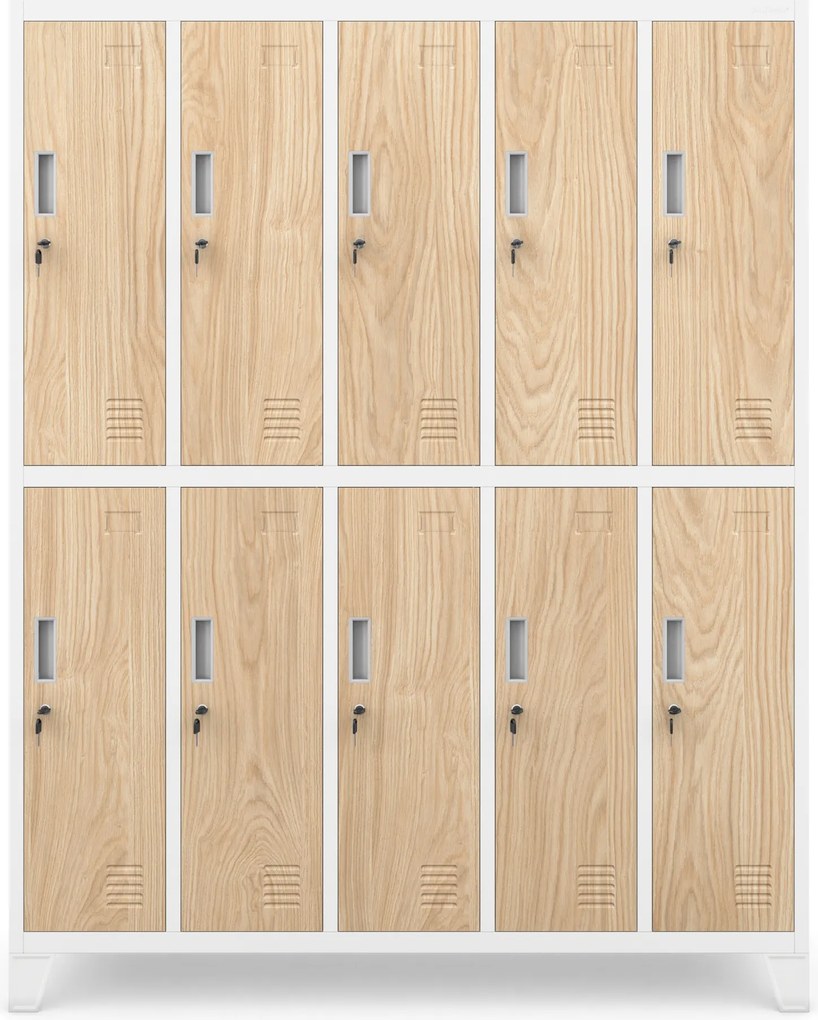 10 ajtós öltözőszekrény, fehér/sonoma tölgy, 1360x1720x450 mm: BARTEK Eco Design