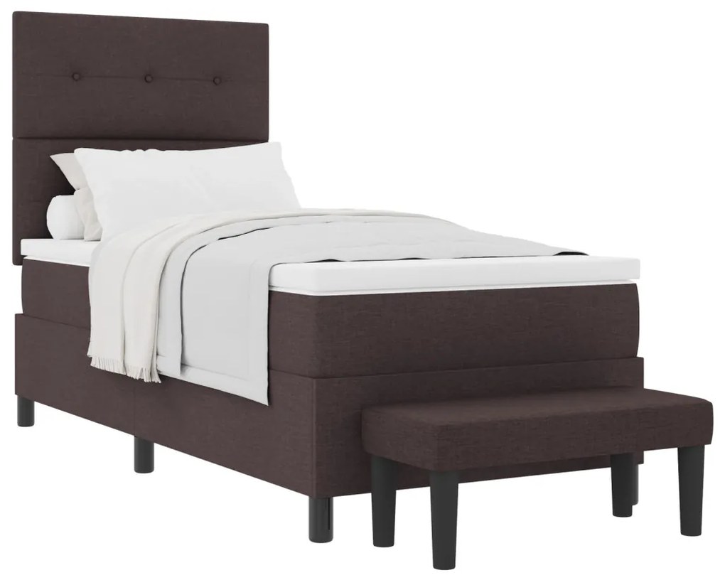 Box Spring Ágy Matraccal és Padlóval Sötétbarna 80x200 cm Szövet