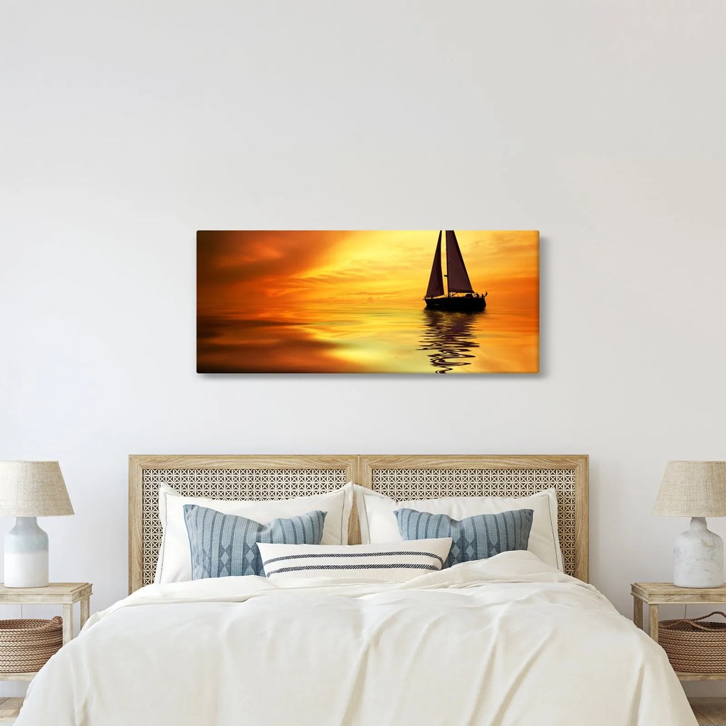 Kép - Vitorlás naplementében (120x50 cm)