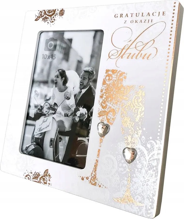 Képkeret Gratuláció Esküvőre Fiatal Pár Elegáns Ajándék