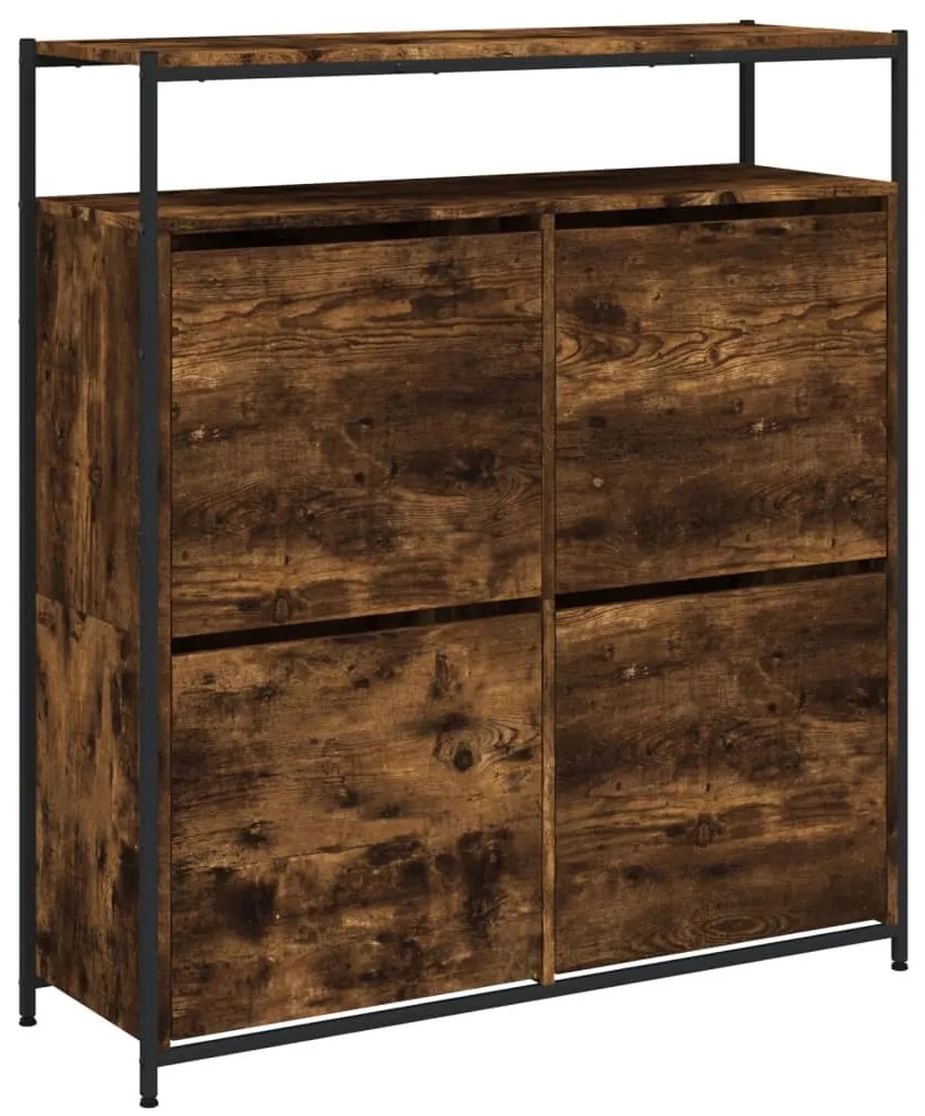 füstös tölgy cipőszekrény 4 kihajtható fiókkal 100x34x112 cm