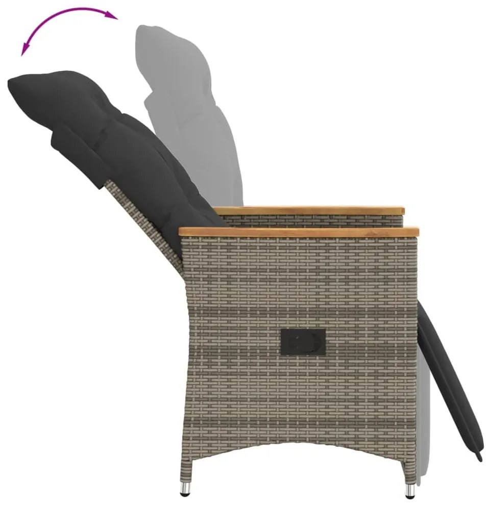 3 részes szürke polyrattan bisztrógarnitúra párnákkal