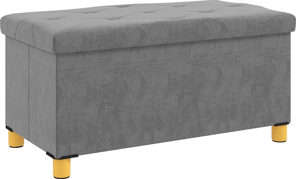 HOMCOM Összecsukható Tárolópad Kárpitozott Pad, Bársonyos Kinézettel, Tárolópad Lábakkal, Trunk Pad Nappaliba, Hálószobába, Előszobába 76 x 38 x 38 cm