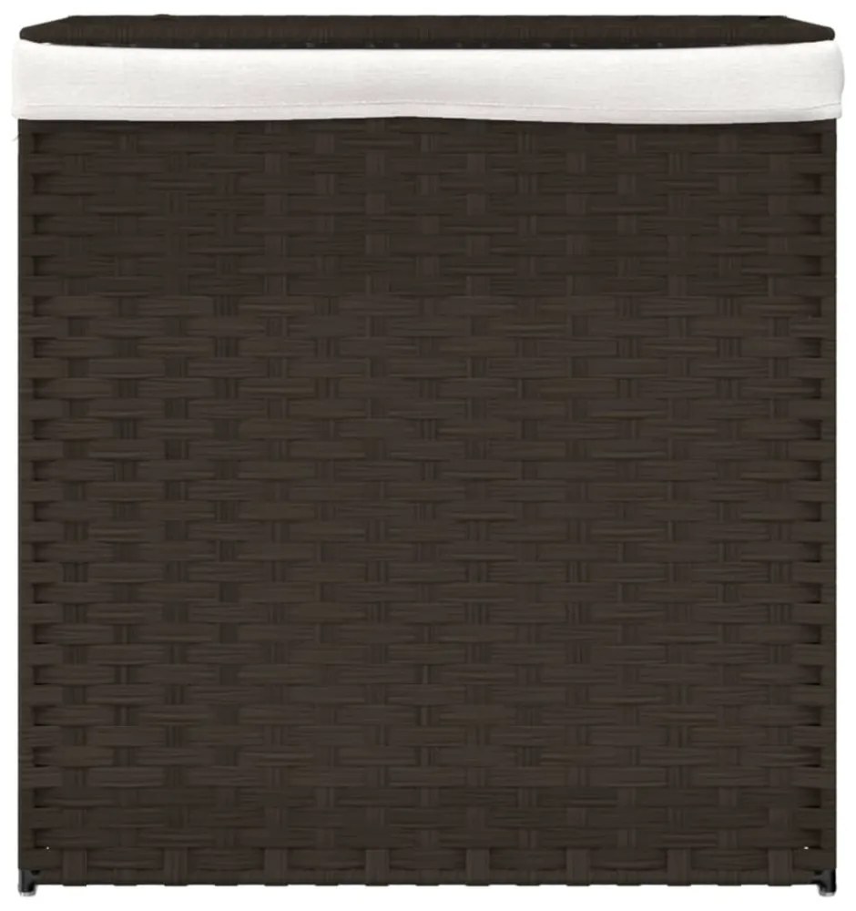 sötétbarna polyrattan szennyeskosár 2 rekesszel 53x35x57 cm